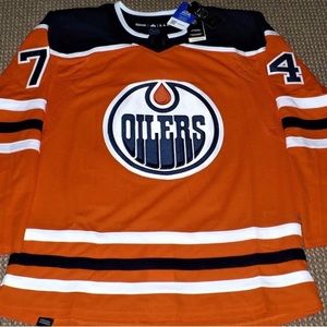 SOLDNWT Edmonton Oilers #74 BEAR jersey. Authentic hockey jersey.